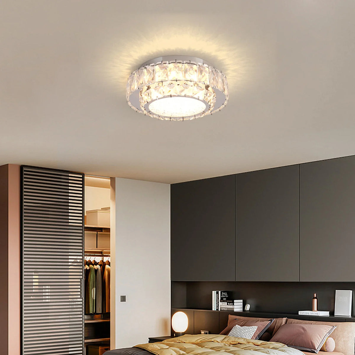 Plafonnier moderne de luxe en cristal avec éclairage led intérieur Léonie Alizé - Éclat du Cristal & Décor Singulier