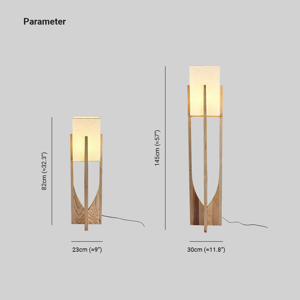 Muto Lampadaire Rectangulaire Naturel, Tissu, Bois, Salon/Bureau - Neutralighting