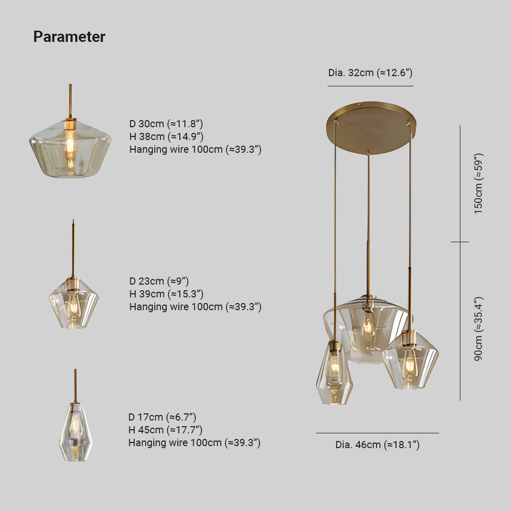 Valentina Suspension Moderne, Verre, Clair/Ambre, Chambre/Salle de Bain - Neutralighting