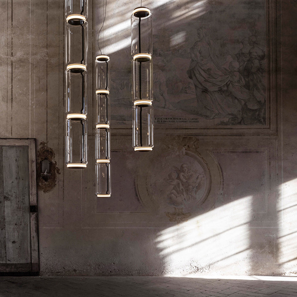 Valentina Luminaires Suspensions LED Cylindre Minimalisme Métal/Verre Transparent Salon/Chambre à Coucher - Neutralighting