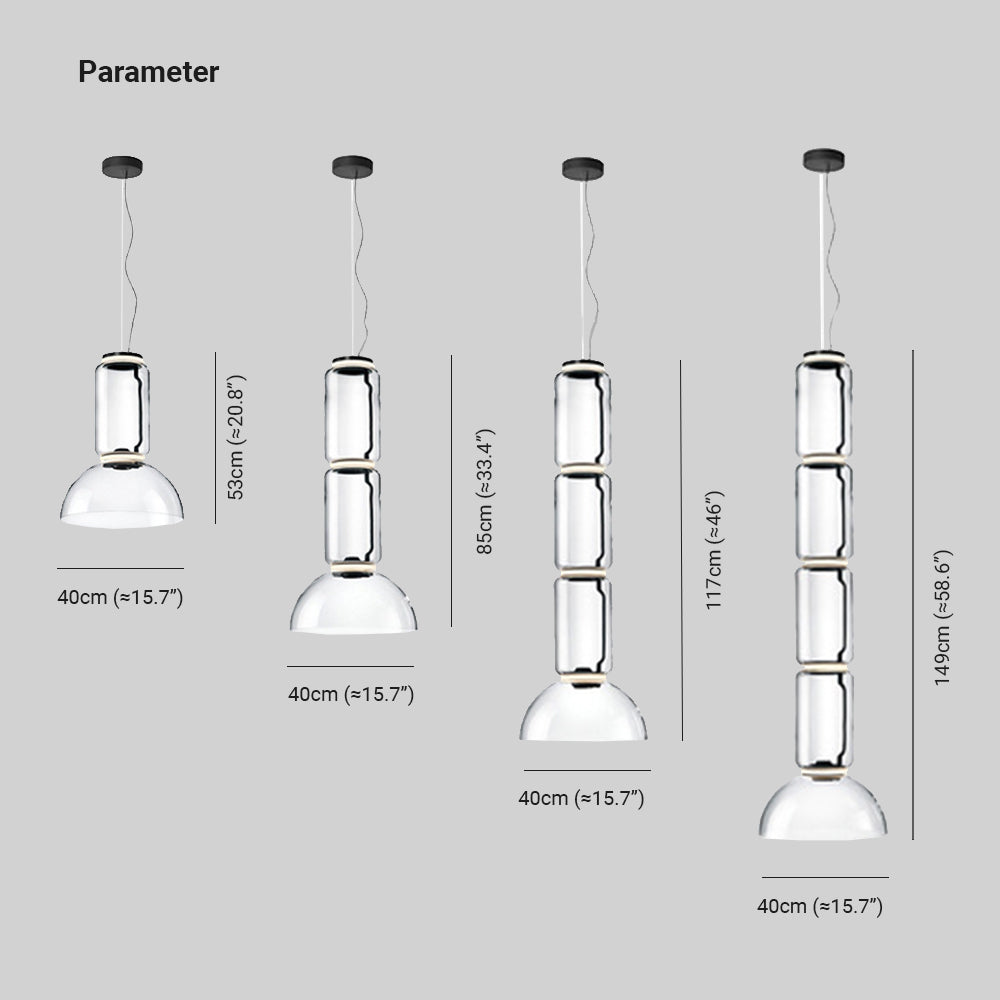Valentina Luminaires Suspensions LED Cylindre Minimalisme Métal/Verre Transparent Salon/Chambre à Coucher - Neutralighting