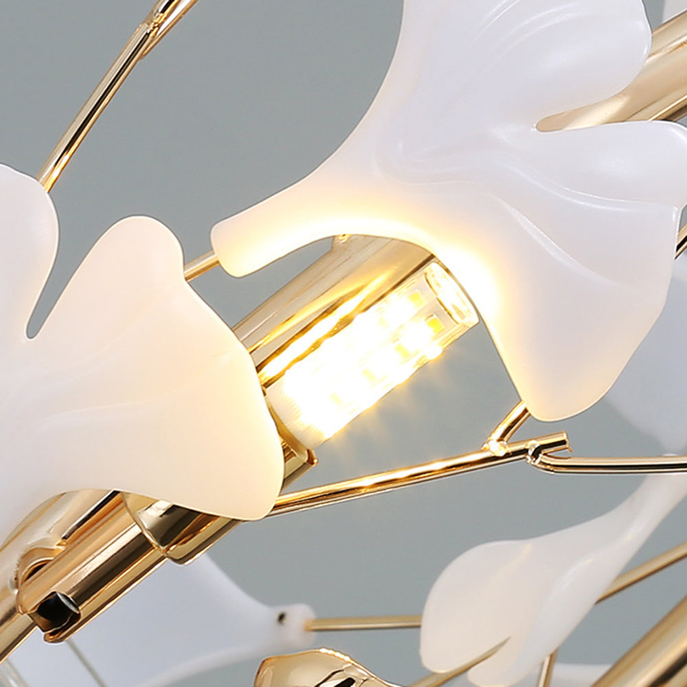 Olivia Luminaires Suspensions Feuille Moderne Céramique/Métal Doré/Blanc Bureau/Salle à Manger - Neutralighting