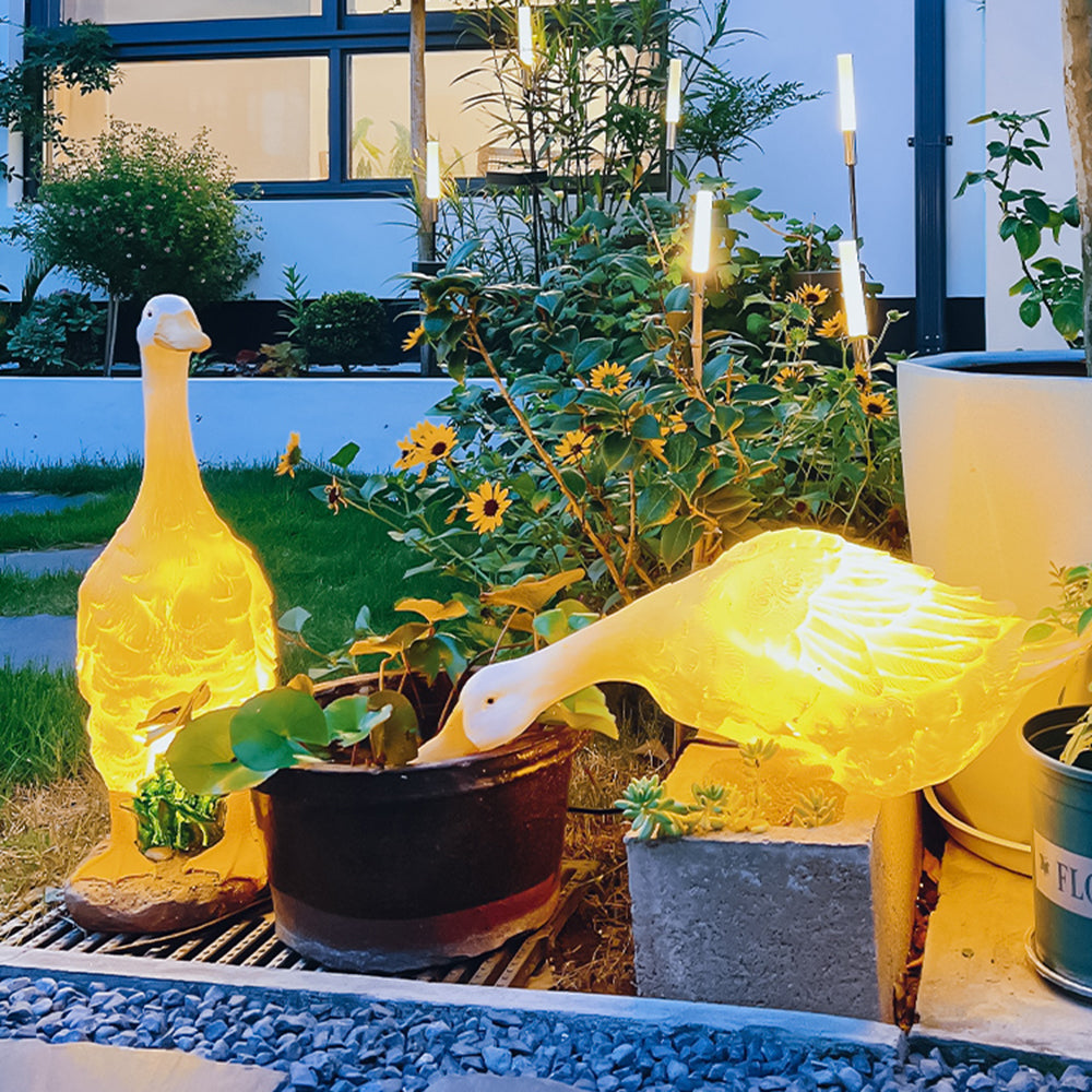 Aria Lampadaire Oie Arc Deco, Résine, Blanc, Jardin - Neutralighting