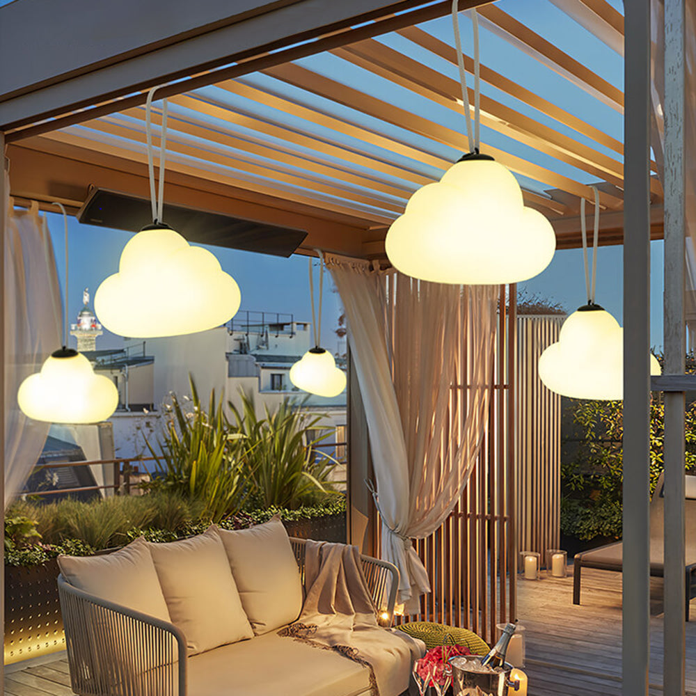 Aria Suspension Extérieure Nuage Moderne, Métal/Acrylique, Blanc, Jardin - Neutralighting