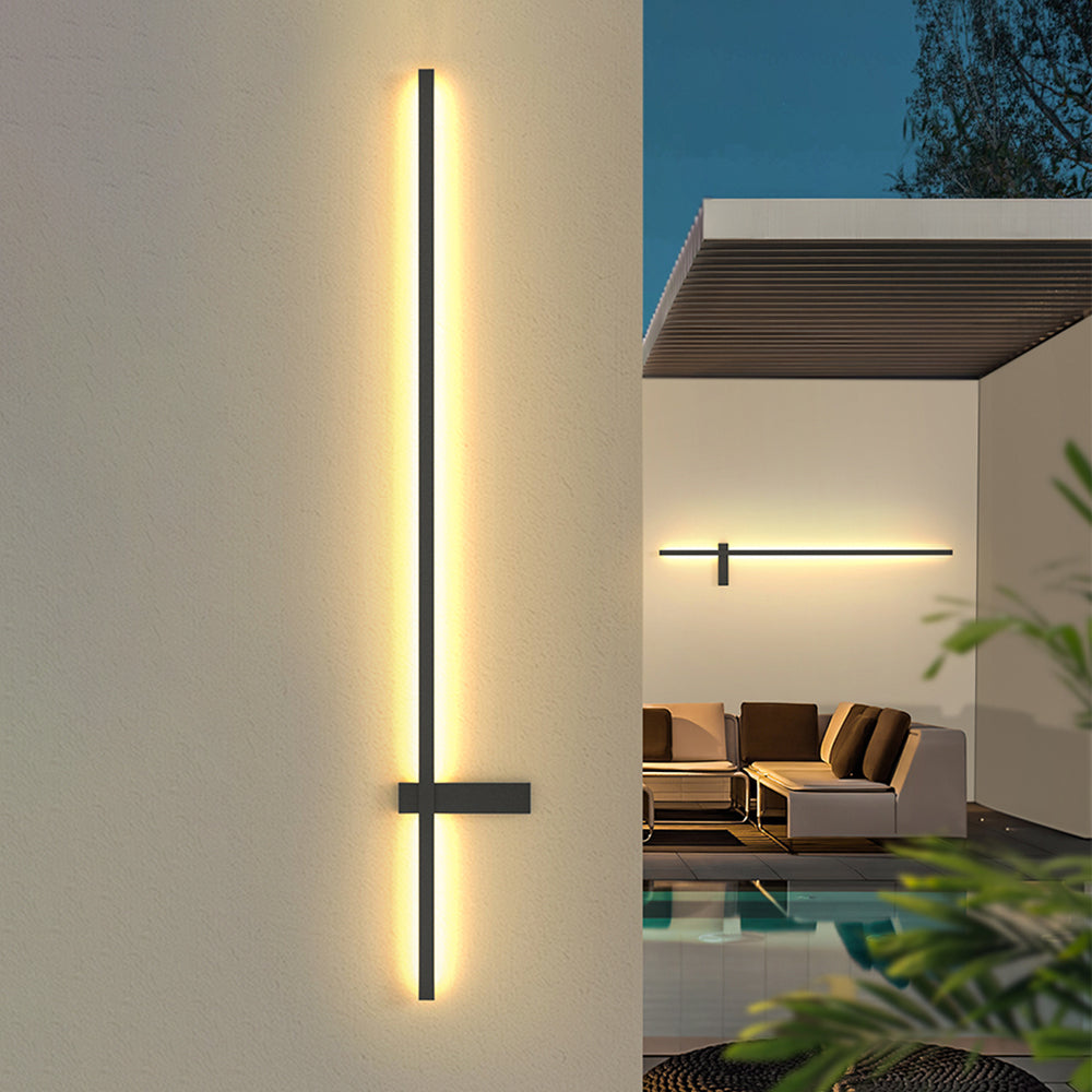 Ray Applique Murale Extérieure Linéaire Minimaliste, Métal, Noir, Terrasse - Neutralighting