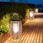 Ritta Lampadaire Lanterne Vintage, Métal/Rotin, Bois, Salon - Neutralighting