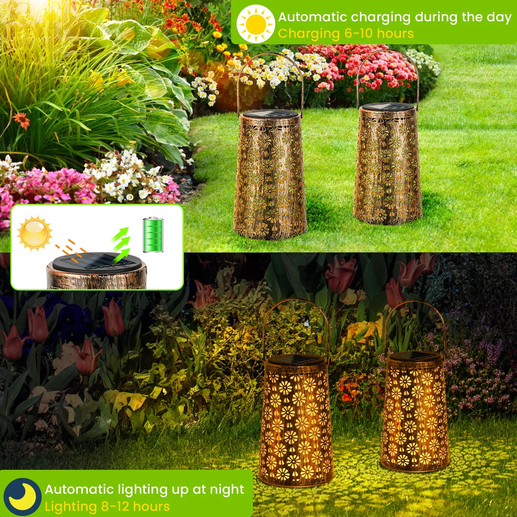 Lanternes solaires LED à motif tournesol pour jardin, lot de 4 – Héliance