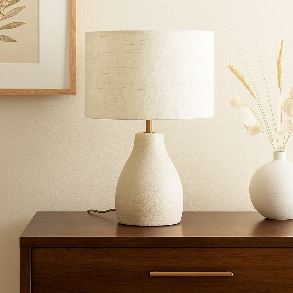 Abat-jour Tambour en lin naturel - Beige