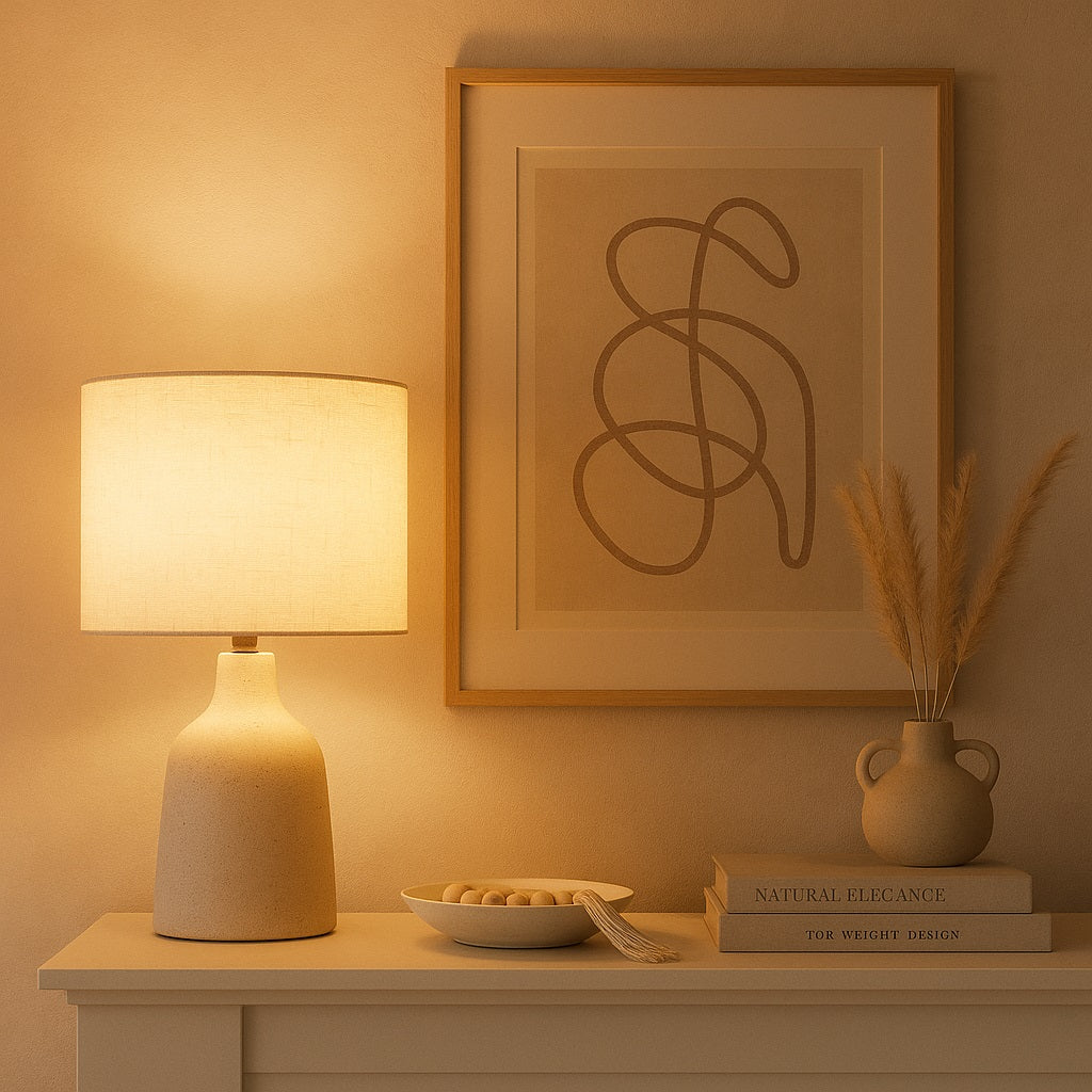 Abat-jour Tambour en lin naturel - Beige