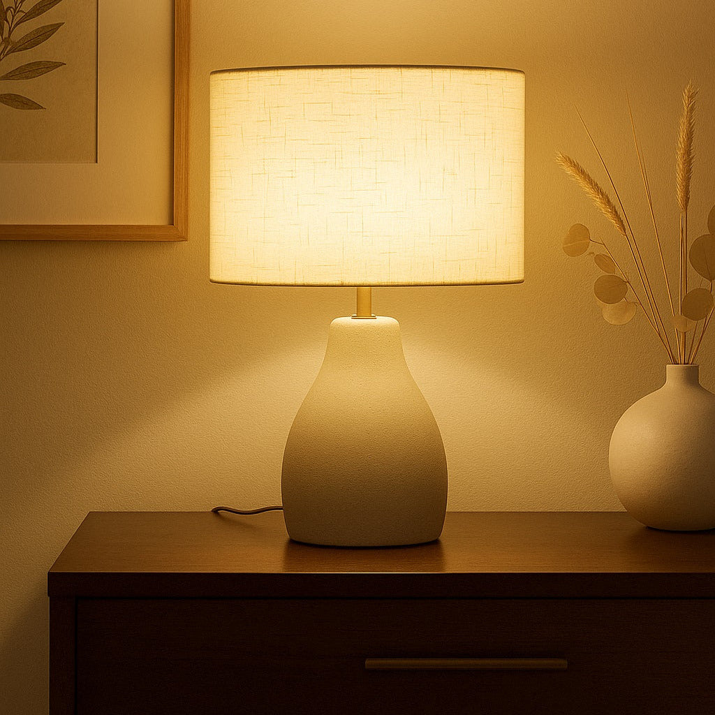 Abat-jour Tambour en lin naturel - Beige