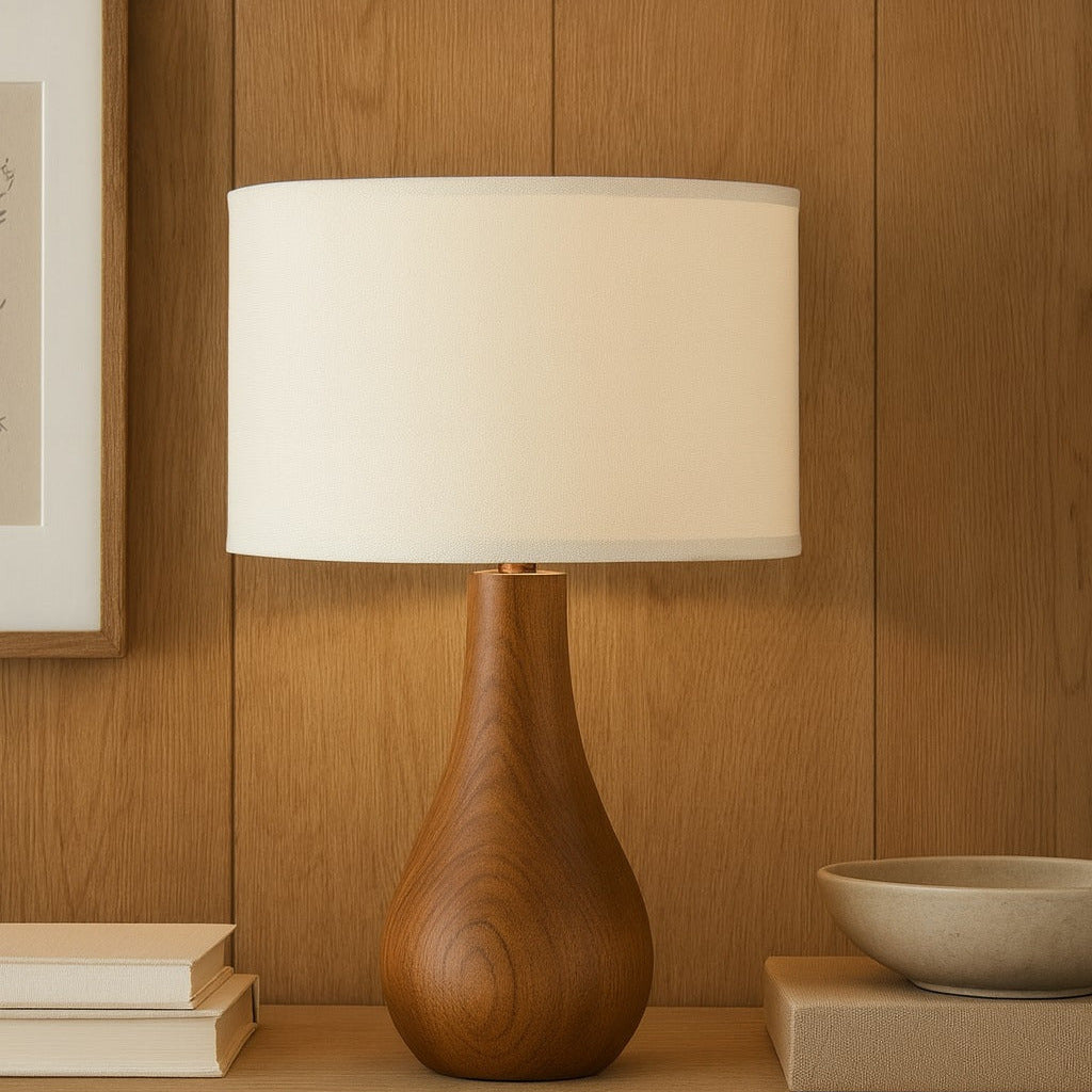 Abat-jour Tambour en lin naturel - Blanc