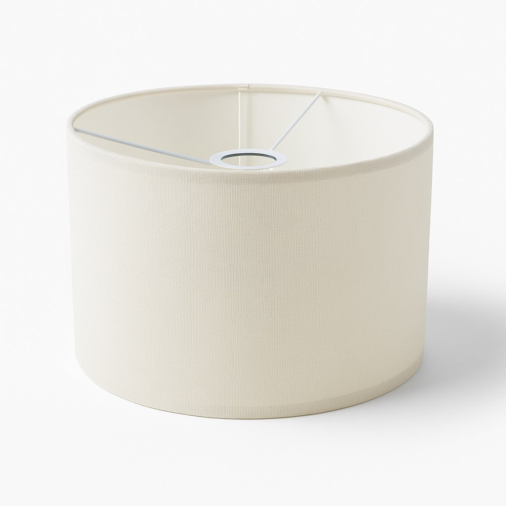 Abat-jour Tambour en lin naturel - Blanc