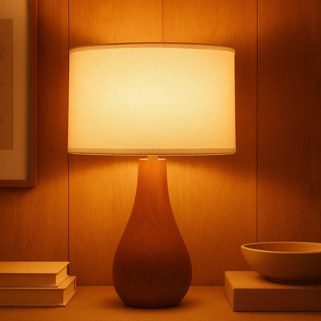 Abat-jour Tambour en lin naturel - Blanc