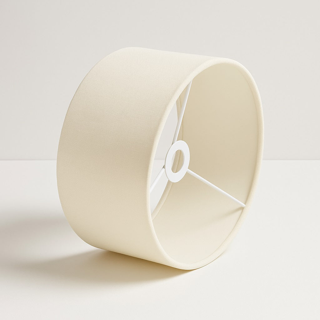 Abat-jour Tambour en lin naturel - Blanc