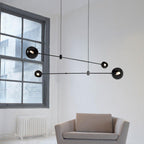 Lustra Chandelier Élégant en Verre Noir - Neutralighting