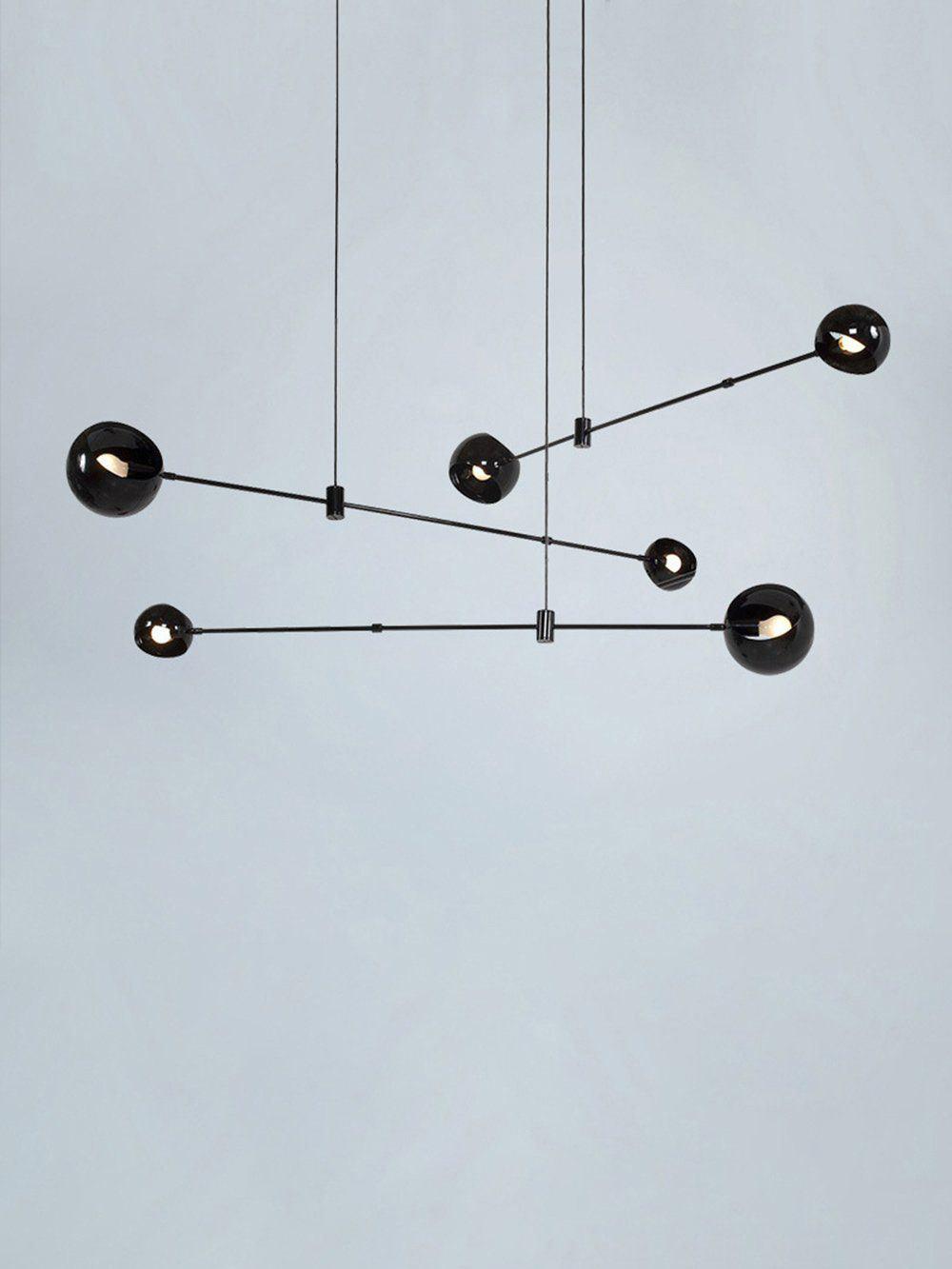 Lustra Chandelier Élégant en Verre Noir - Neutralighting