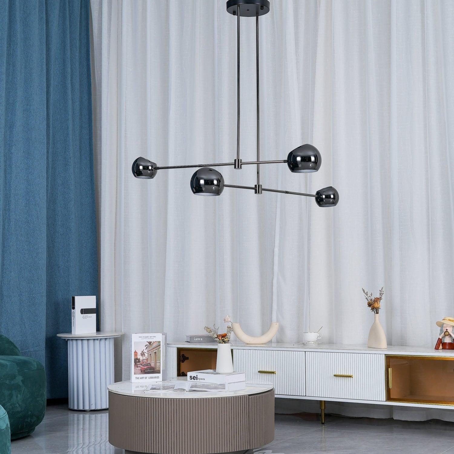 Lustra Chandelier Élégant en Verre Noir - Neutralighting
