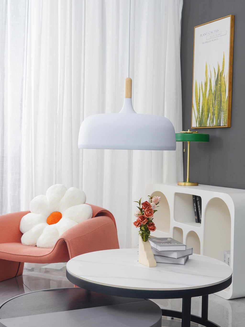 Lustra Suspension Lampe Abat-jour Blanc en Bois - Neutralighting