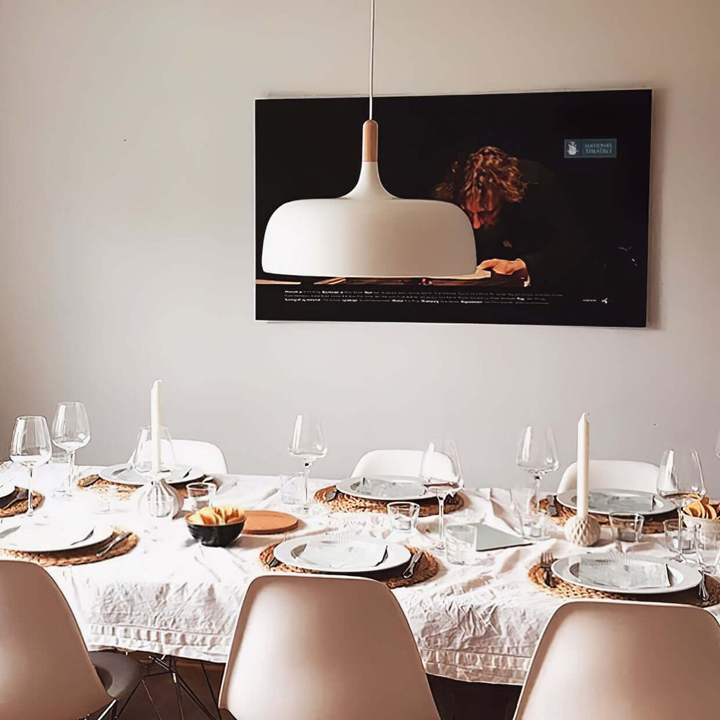 Lustra Suspension Lampe Abat-jour Blanc en Bois - Neutralighting