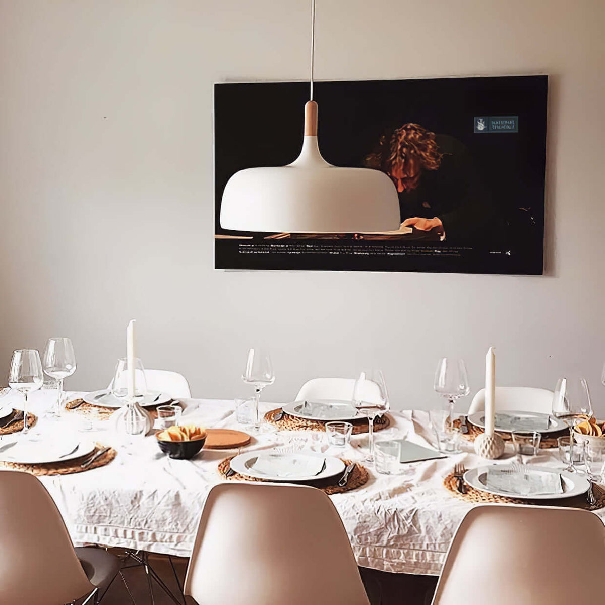 Lustra Suspension Lampe Abat-jour Blanc en Bois - Neutralighting