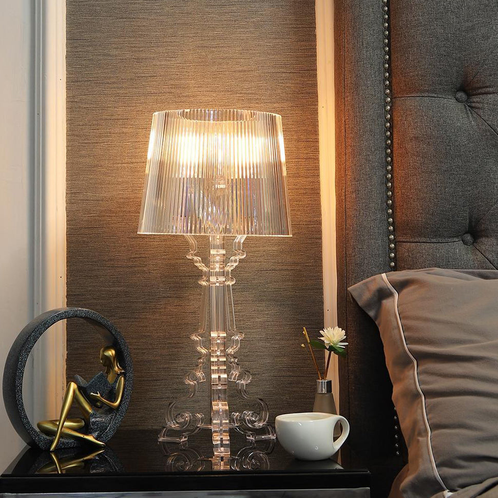 Kristy Lamp de Table Cylindre Moderne, Arcylique, Noir/Transparent, Salon - Neutralighting