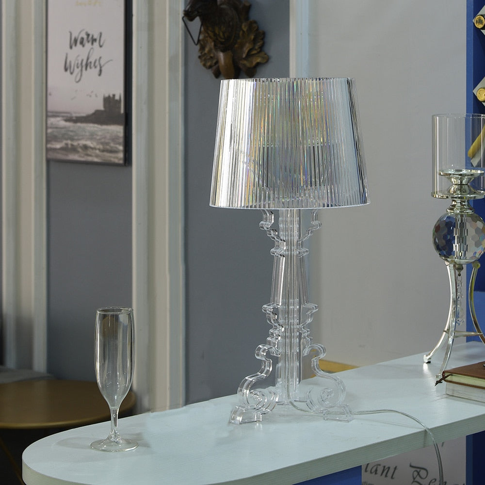 Kristy Lamp de Table Cylindre Moderne, Arcylique, Noir/Transparent, Salon - Neutralighting