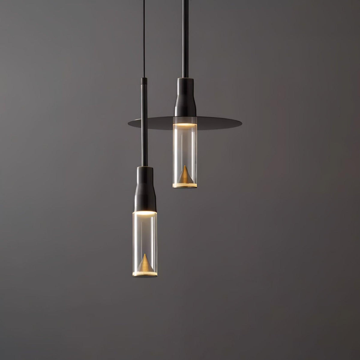 Solara Lampe suspendue en acrylique avec plaque de chapeau chromée moderne - Neutralighting