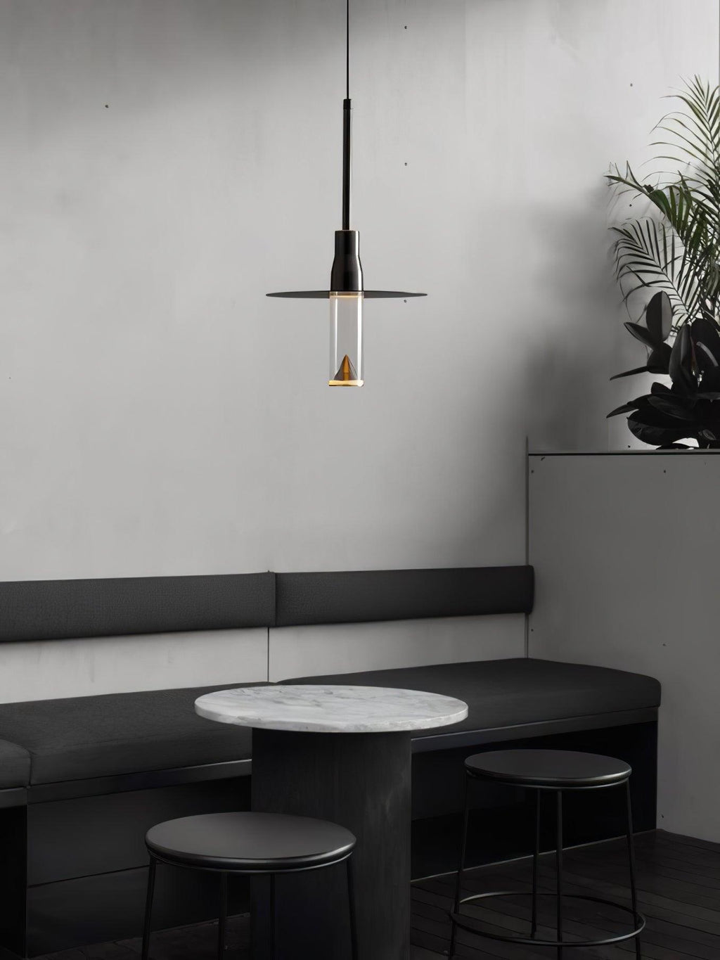 Solara Lampe suspendue en acrylique avec plaque de chapeau chromée moderne - Neutralighting