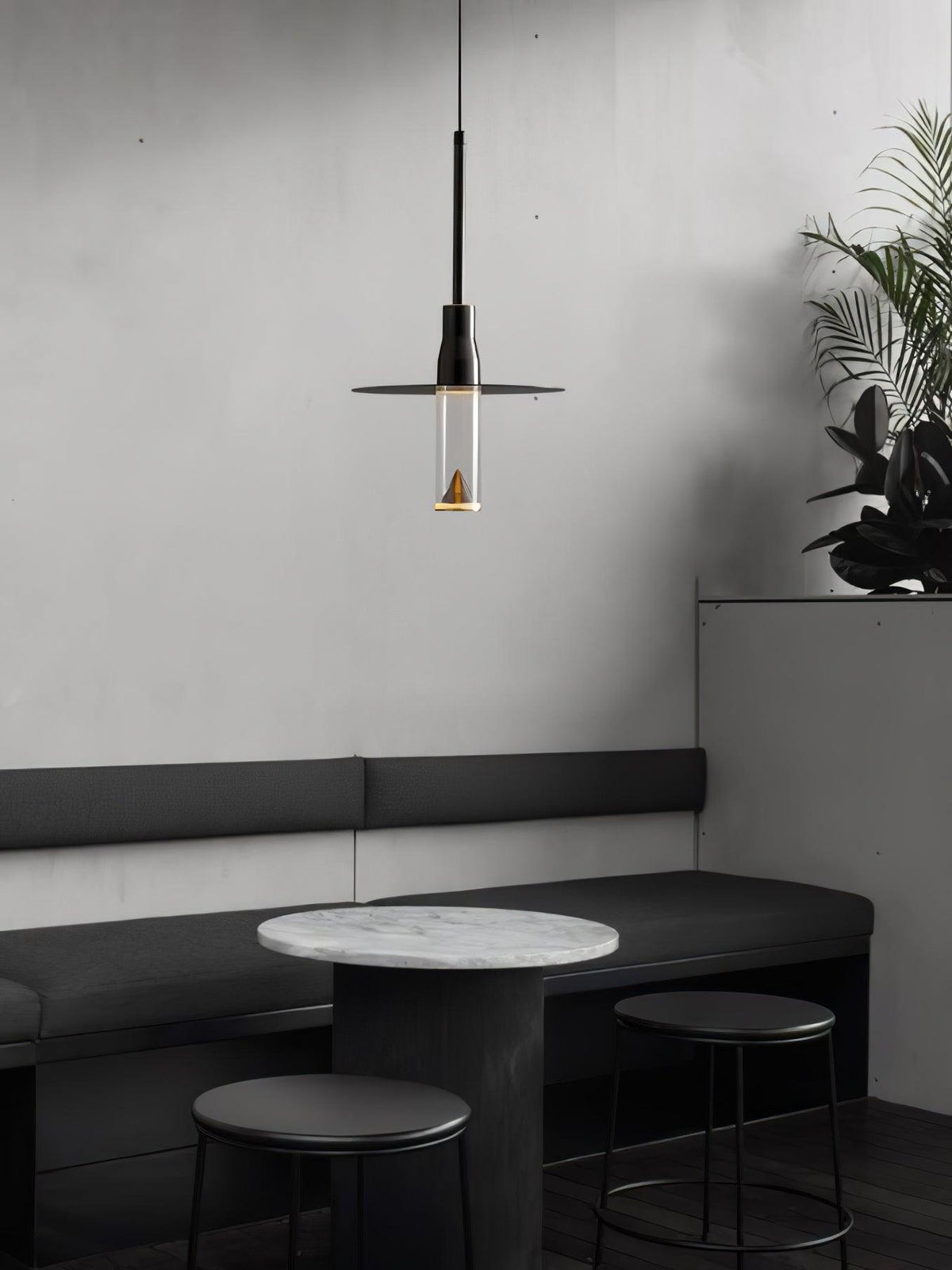 Solara Lampe suspendue en acrylique avec plaque de chapeau chromée moderne - Neutralighting
