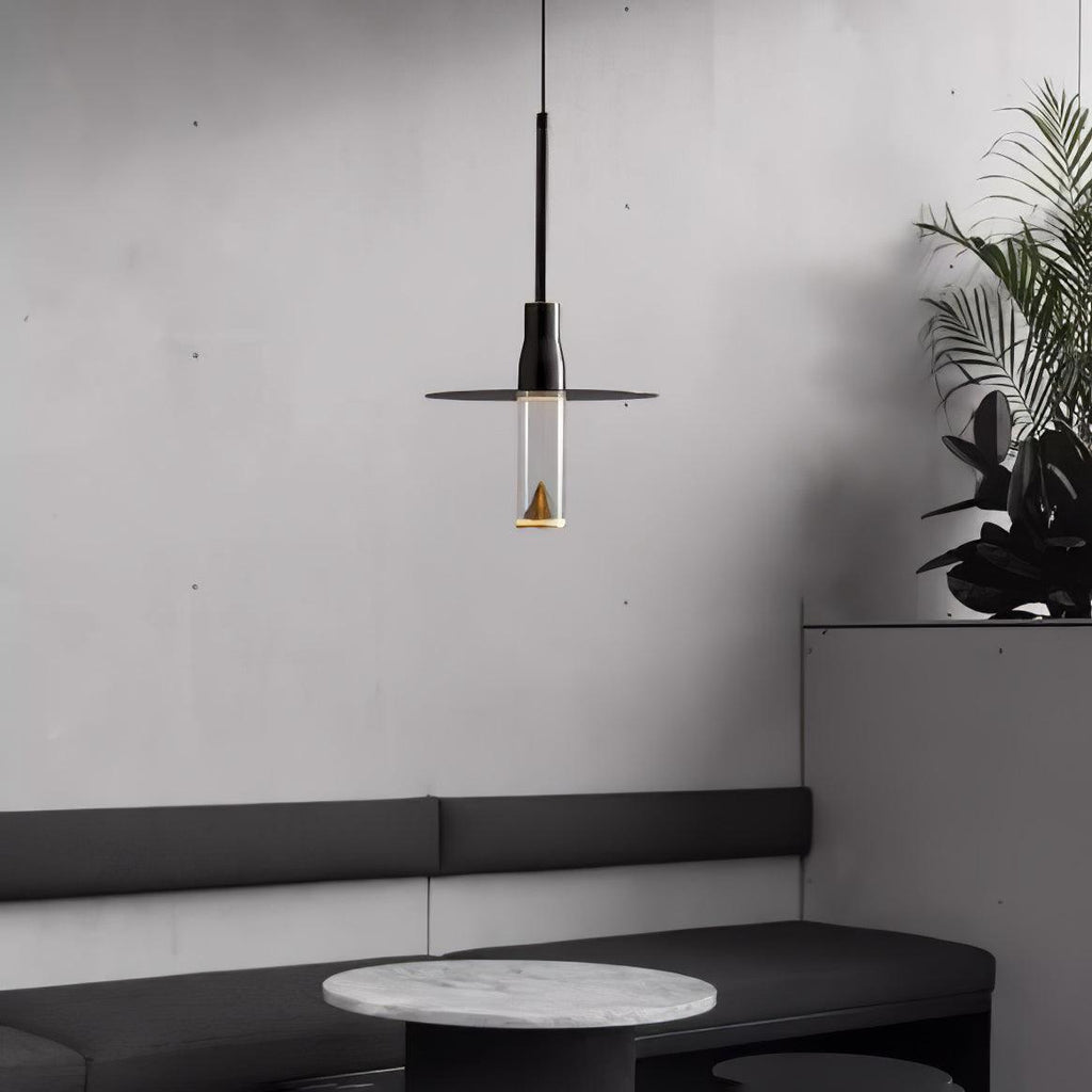 Solara Lampe suspendue en acrylique avec plaque de chapeau chromée moderne - Neutralighting