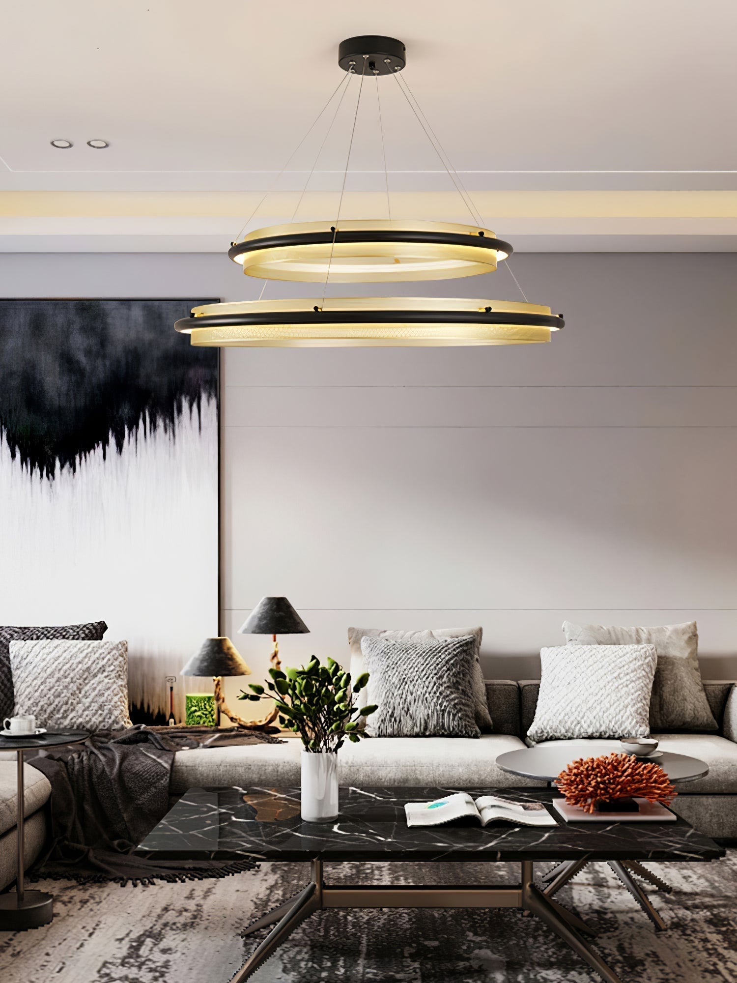 Erveliel Chandelier Rond Métal Minimaliste Moderne - Neutralighting