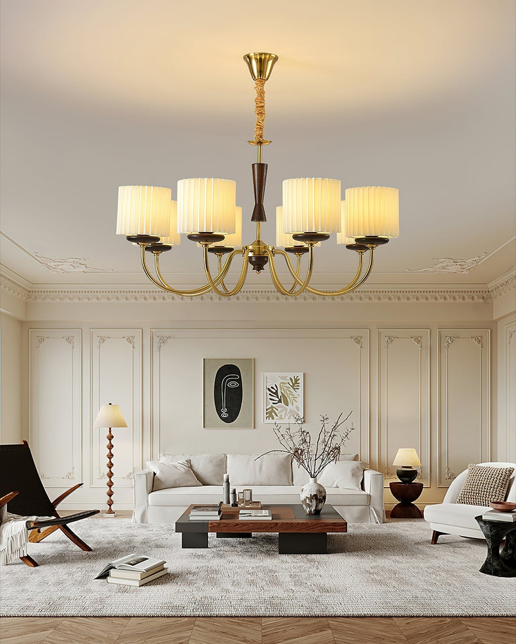 Lustra Chandelier en Laiton Tissu - Neutralighting