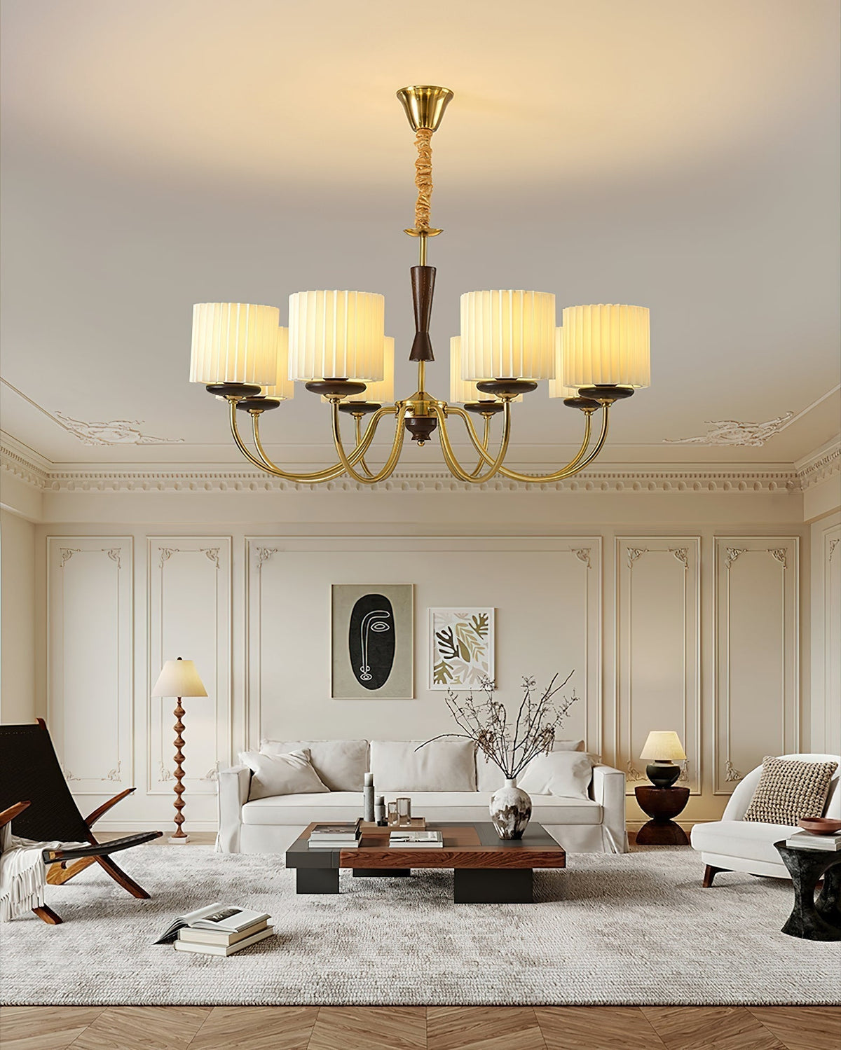 Lustra Chandelier en Laiton Tissu - Neutralighting