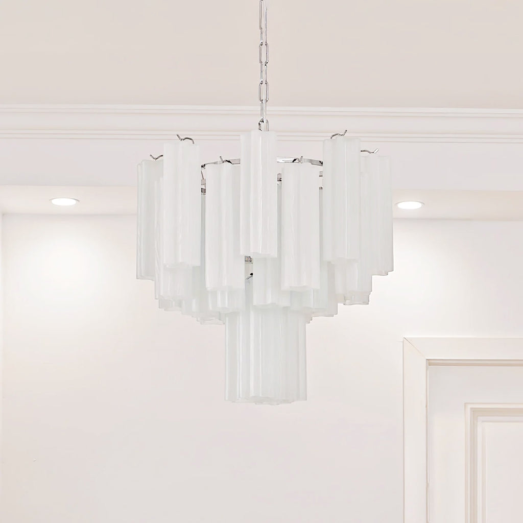 Aurora Chandelier Blanc Tubes Superposés - Neutralighting