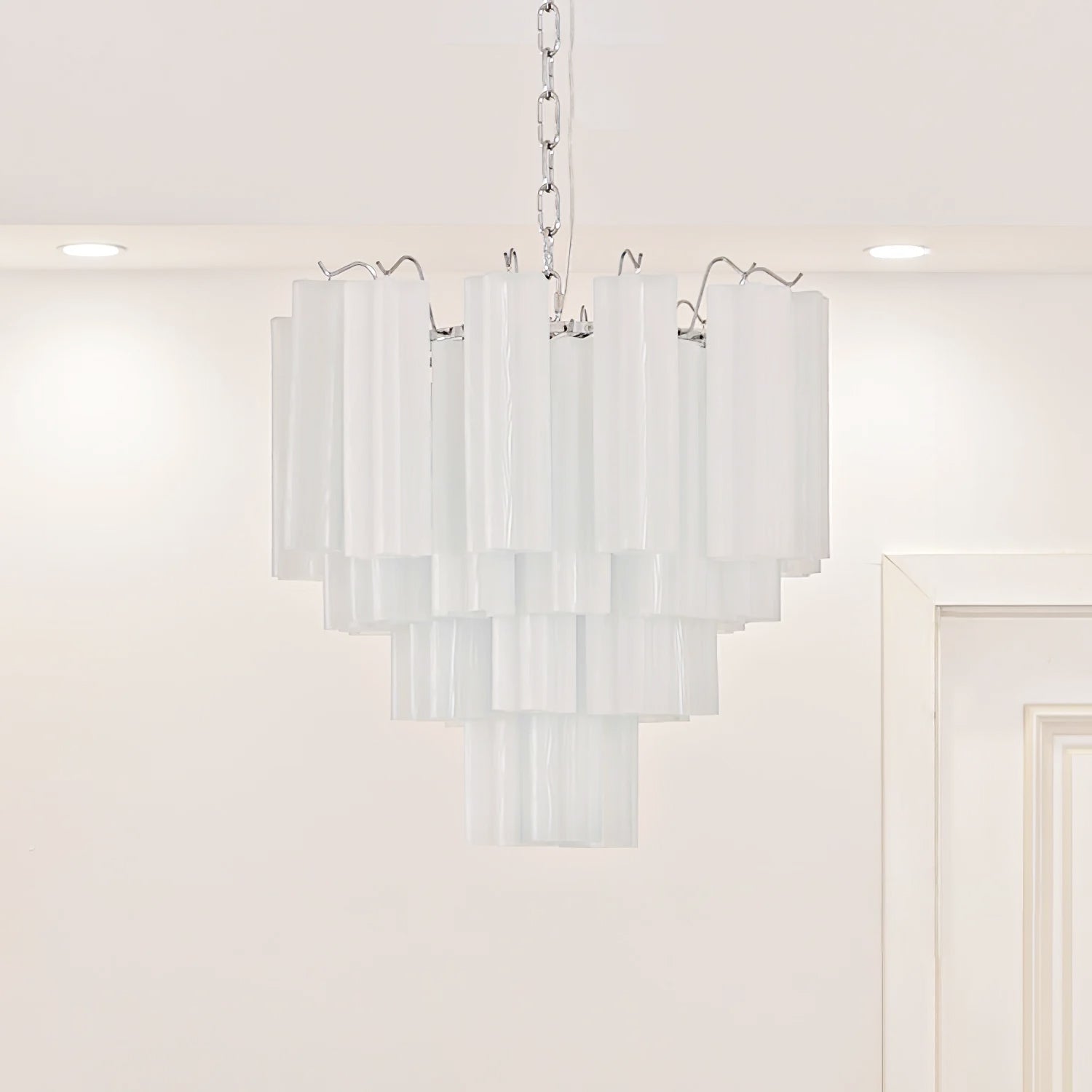 Aurora Chandelier Blanc Tubes Superposés - Neutralighting