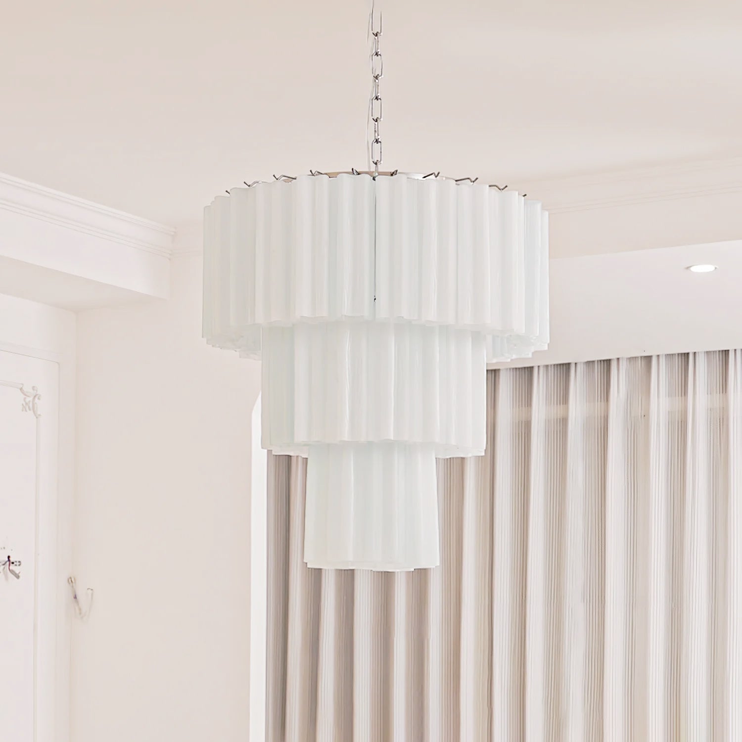 Aurora Chandelier Blanc Tubes Superposés - Neutralighting