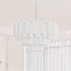 Aurora Chandelier Blanc Tubes Superposés - Neutralighting