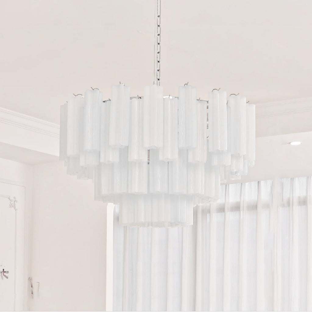 Aurora Chandelier Blanc Tubes Superposés - Neutralighting