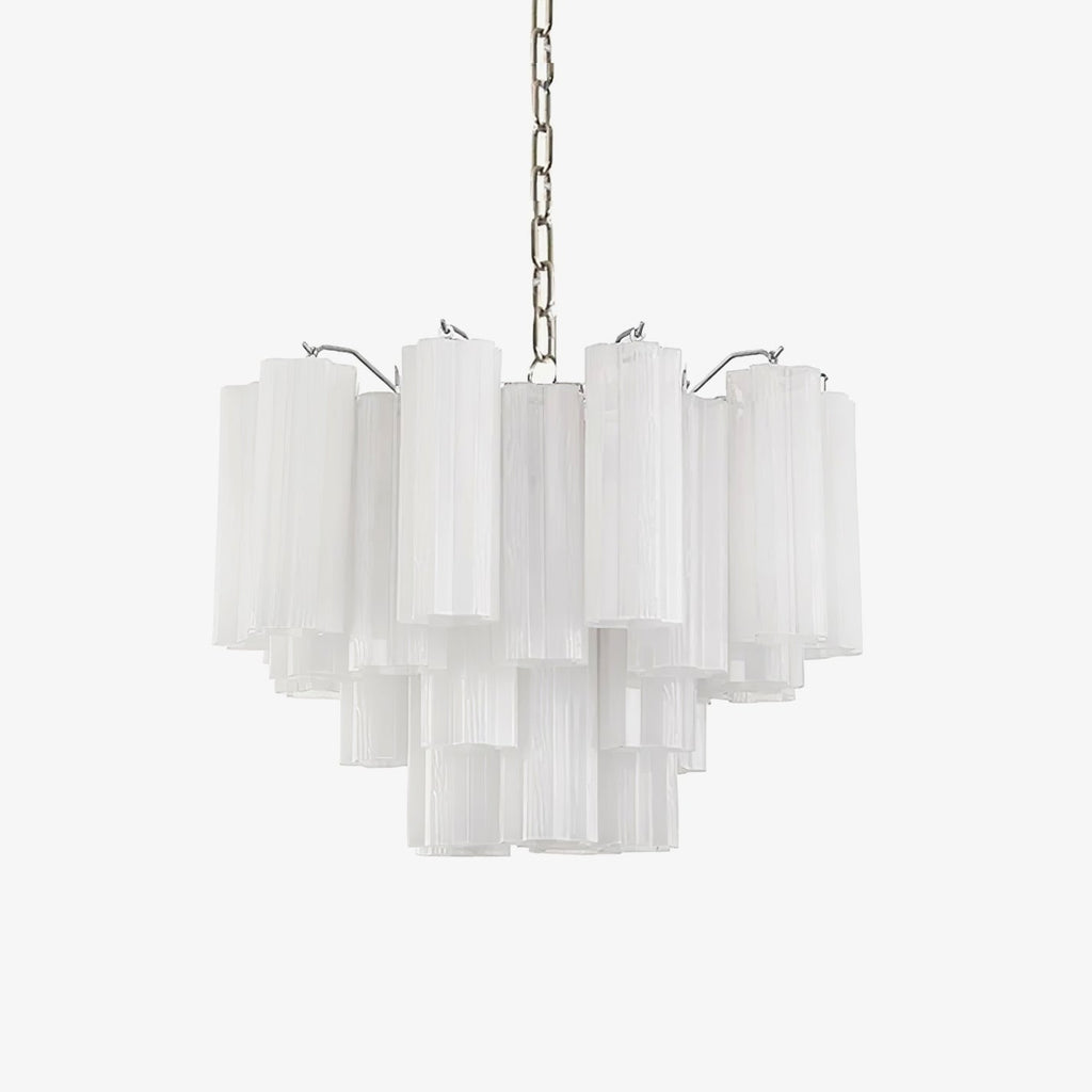Aurora Chandelier Blanc Tubes Superposés - Neutralighting