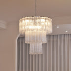 Aurora Chandelier Blanc Tubes Superposés - Neutralighting