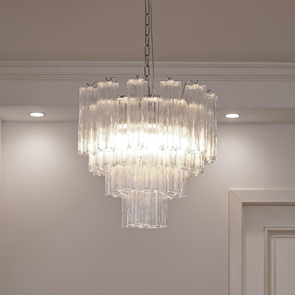Aurora Chandelier Blanc Tubes Superposés - Neutralighting