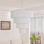 Aurora Chandelier Blanc Tubes Superposés - Neutralighting