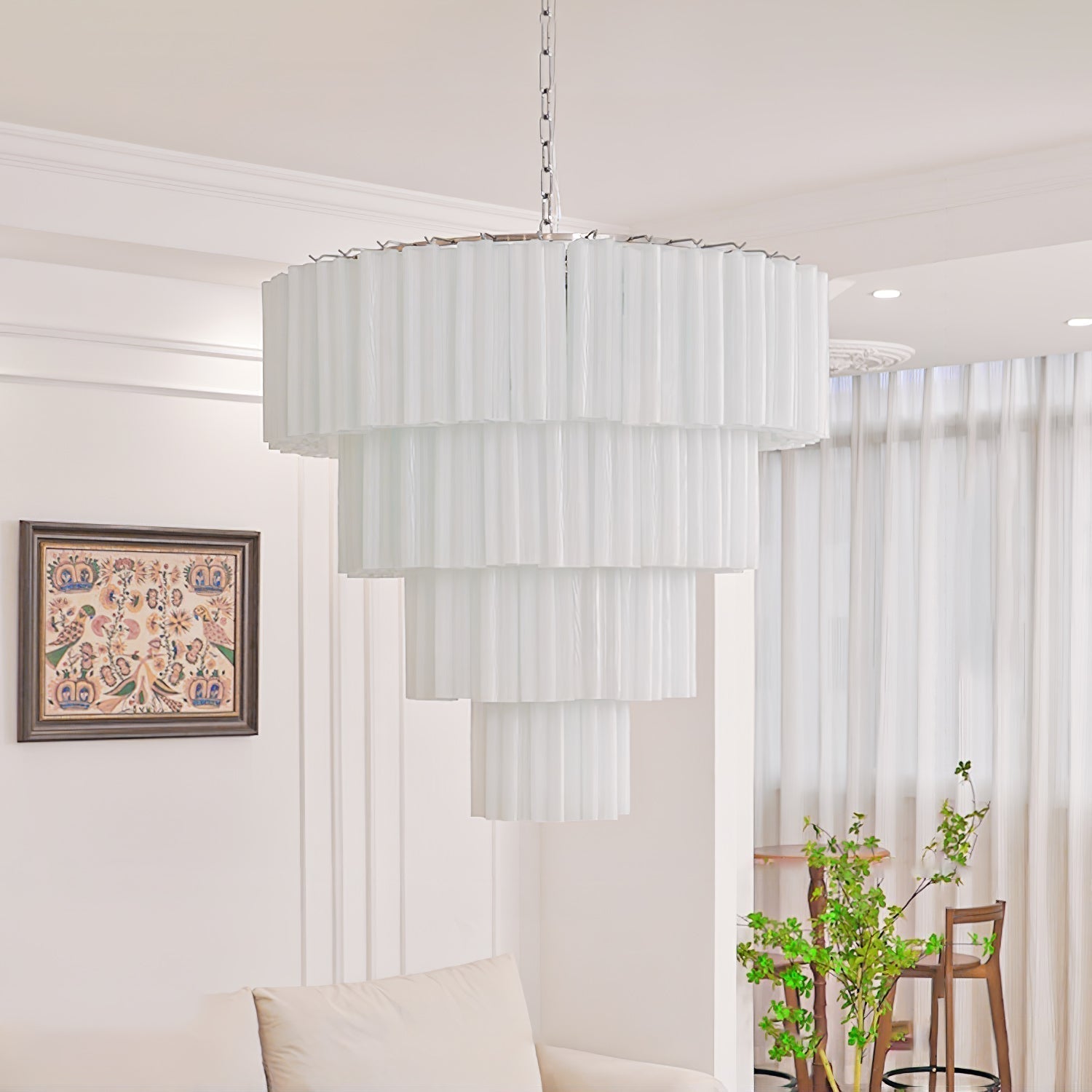 Aurora Chandelier Blanc Tubes Superposés - Neutralighting