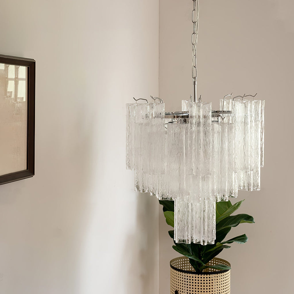 Aurora Chandelier Blanc Tubes Superposés - Neutralighting