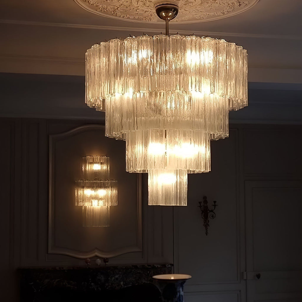 Aurora Chandelier Blanc Tubes Superposés - Neutralighting