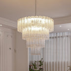 Aurora Chandelier Blanc Tubes Superposés - Neutralighting