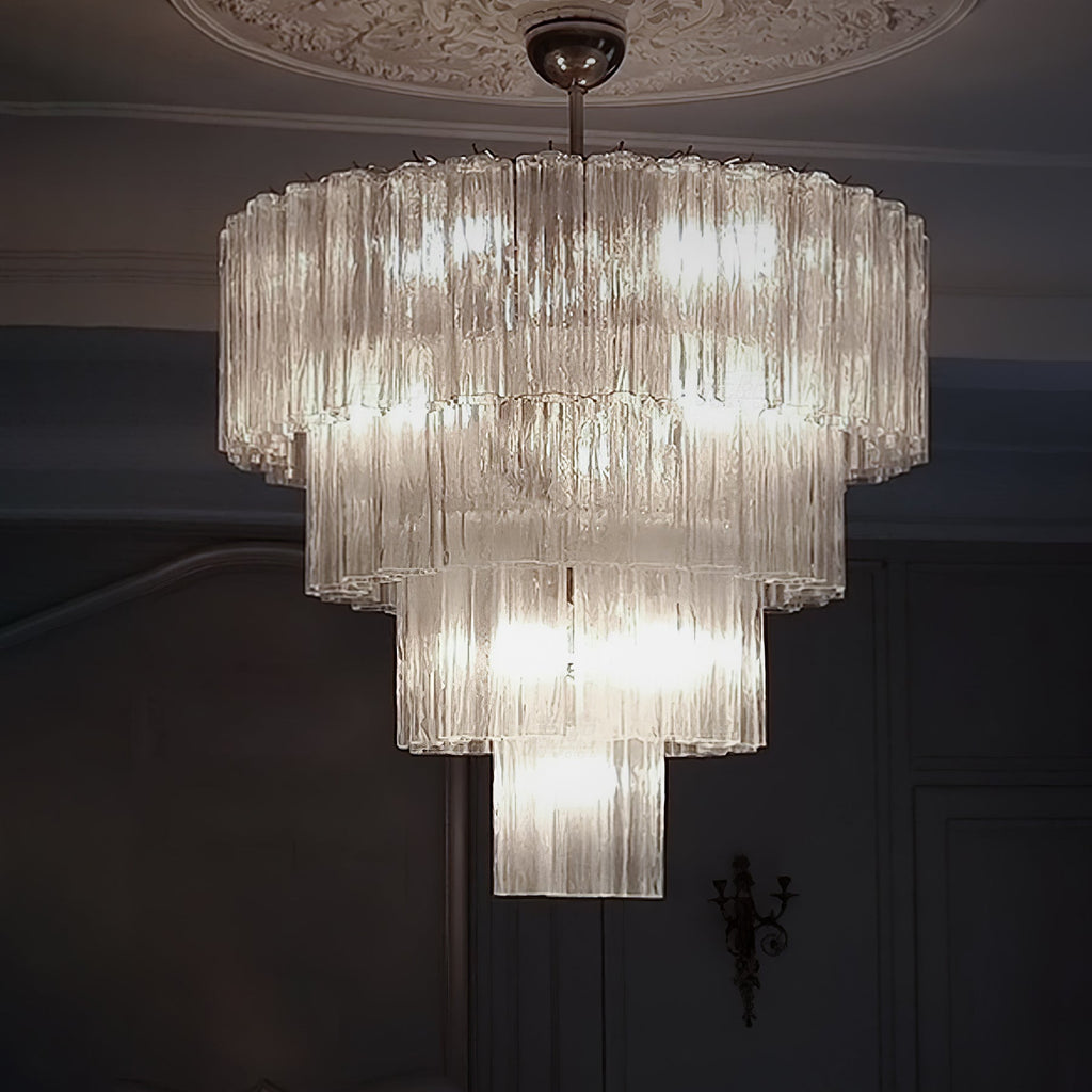 Aurora Chandelier Blanc Tubes Superposés - Neutralighting