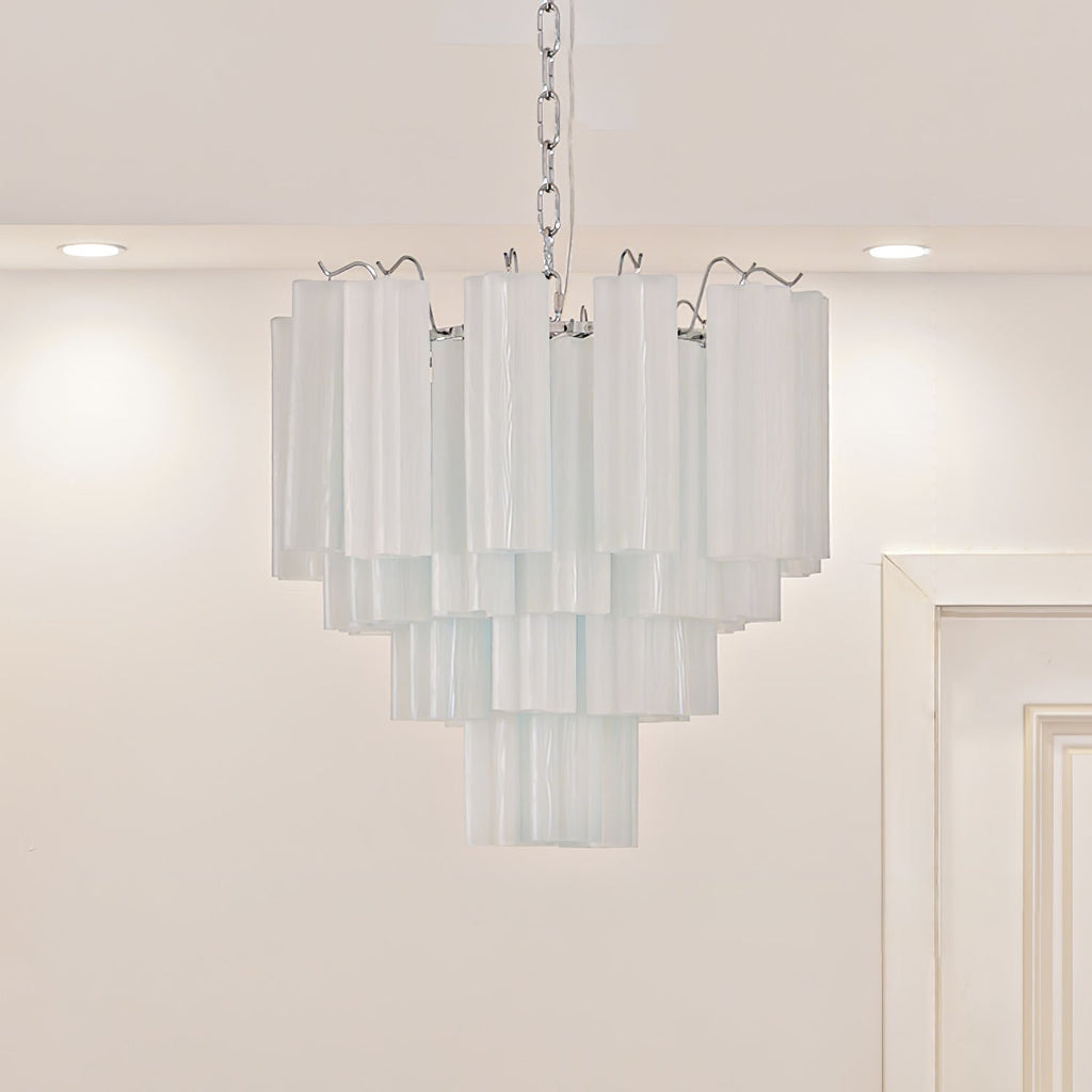 Aurora Chandelier Blanc Tubes Superposés - Neutralighting