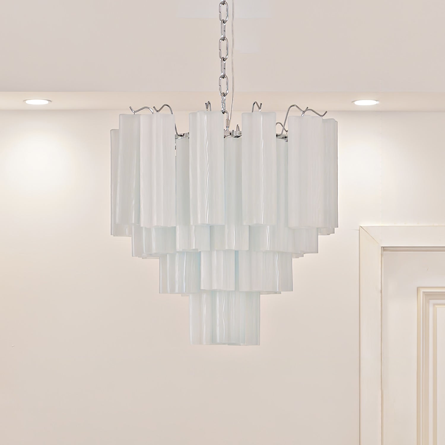 Aurora Chandelier Blanc Tubes Superposés - Neutralighting