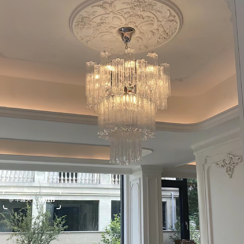 Aurora Chandelier Blanc Tubes Superposés - Neutralighting
